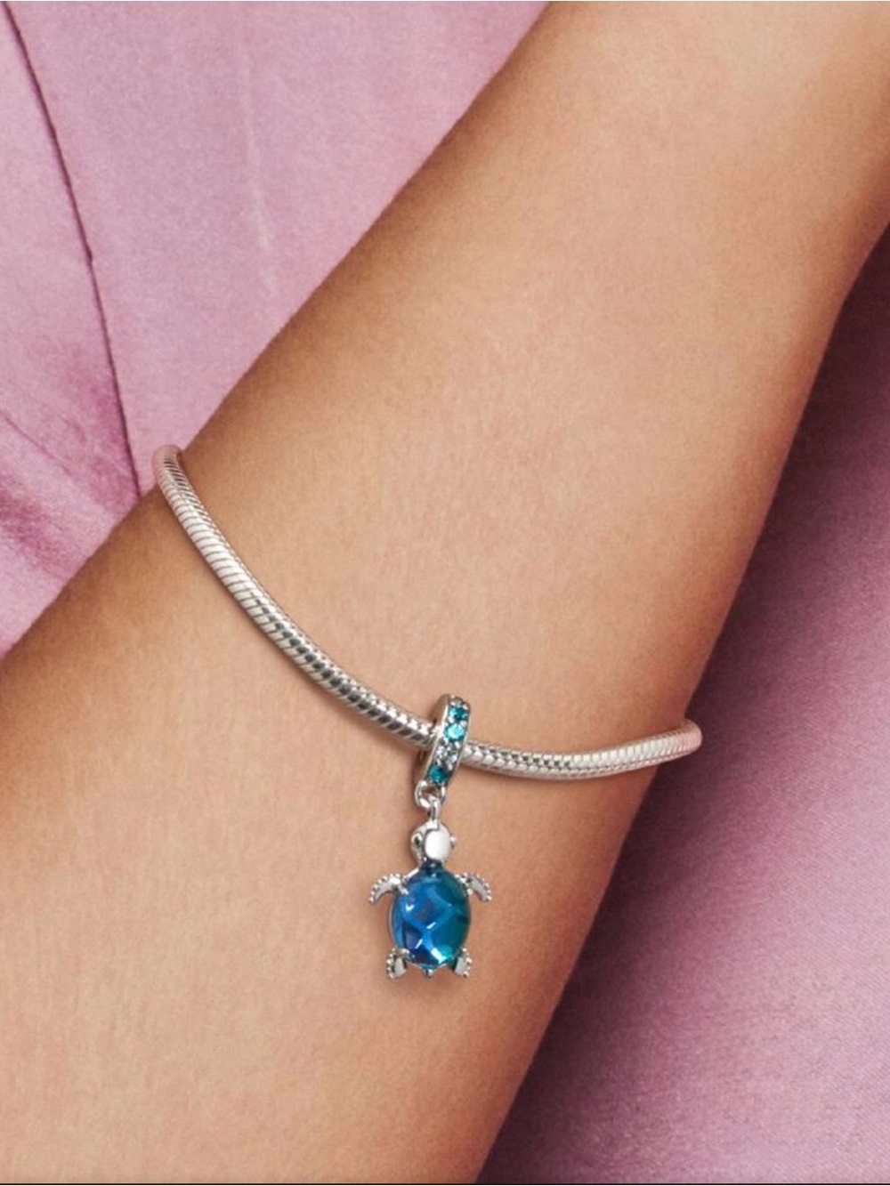 Pandora Blue Murano Glass Sea Turtle Dangle Charm Sterling Silver Keepsake - Picture 5 of 13